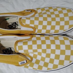 Vans Mustard Checkered Slip-On Sneakers